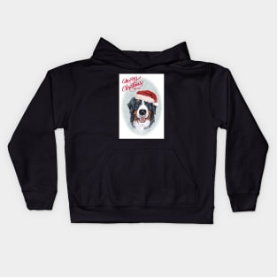 Bernese Mountain Dog Merry Christmas Santa Dog Kids Hoodie